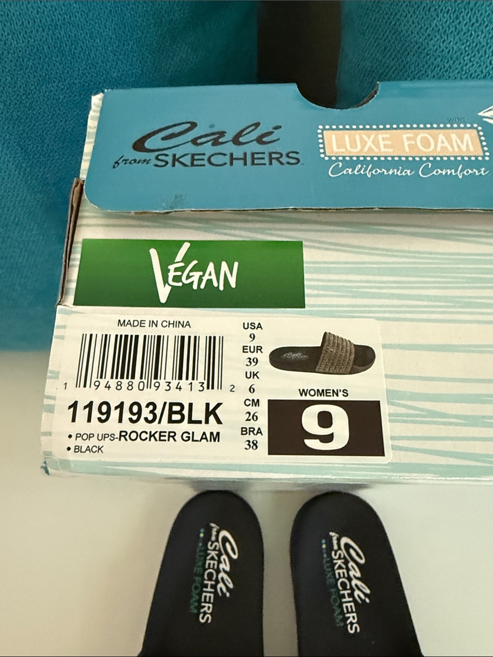 Skechers new in box rocker glam sandals, black, size 9 - Picture 5 of 5